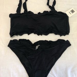 Cupshe Black Frill Bikini Set